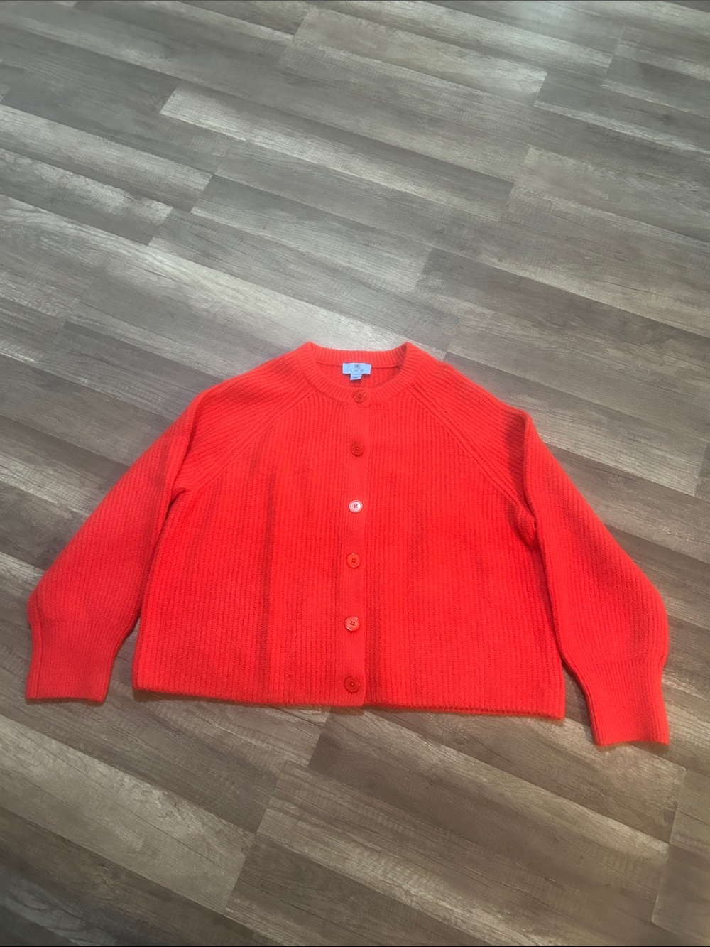 CeCe Women’s Cardigan Bright Red Ribbed Button-Front Size Large NWOT